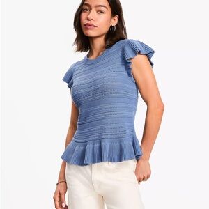 NWT LOFT Pointelle Ruffle Sweater